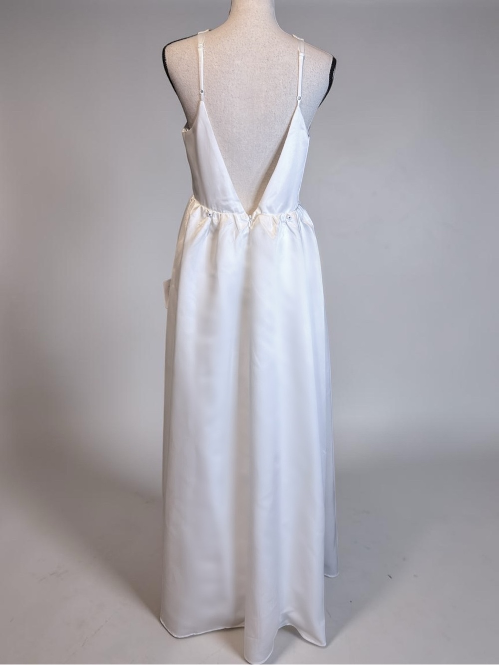 Lulus White Blissfully Beloved Ivory Backless A-Line Bow Maxi Dress Bride NWT M - Picture 7 of 8